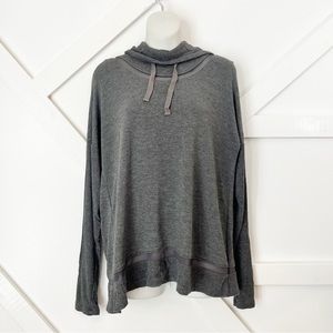 Yogalicious Dark Gray Split Back Stretch Long Sleeve Workout Hoodie, Large